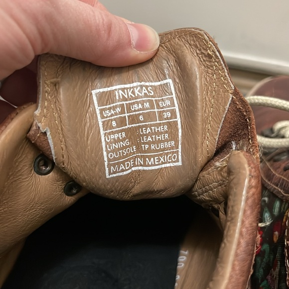 Inkkas Size 8 Brown Leather Farm Pattern Hi-Top Sneakers - Picture 6 of 12